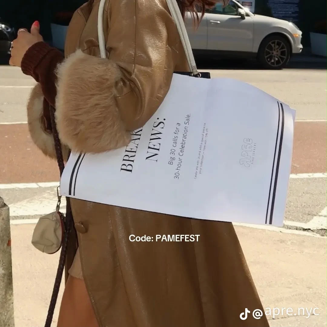 Close-up of APRÈ’s newspaper-style campaign announcement