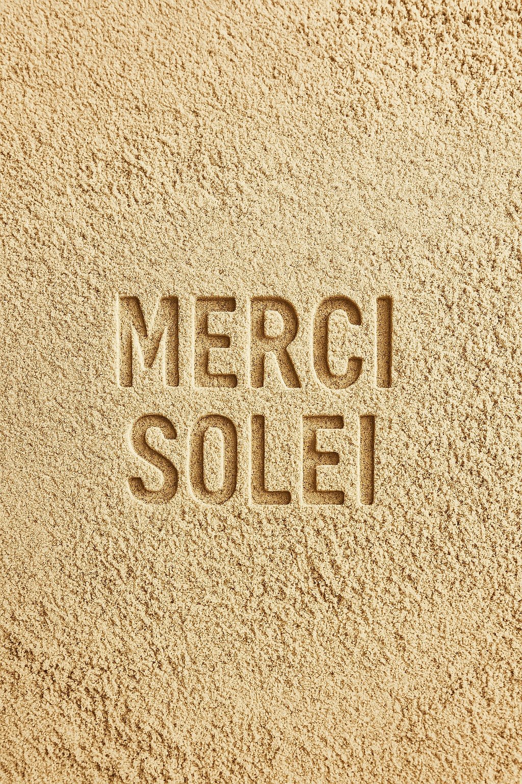 Merci Solei · Sand lettering brand visual
